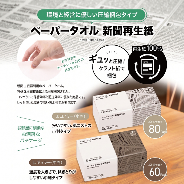 ペーパータオル 新聞再生紙