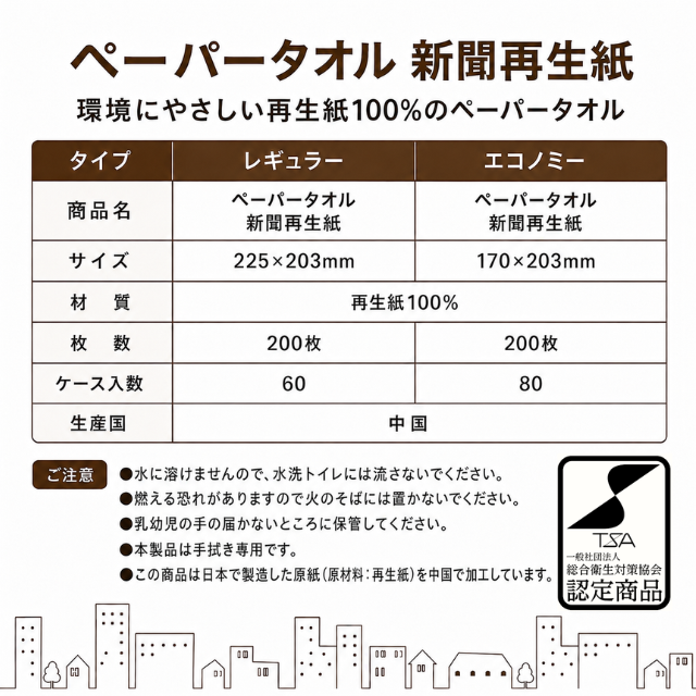 ペーパータオル 新聞再生紙